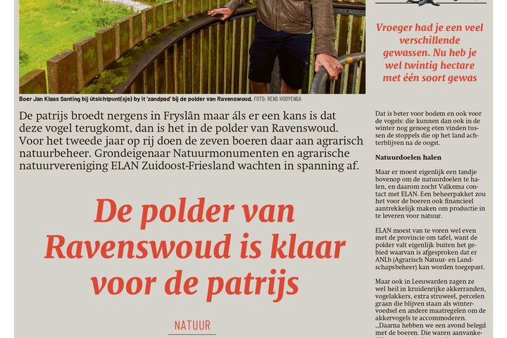 De polder van Ravenswoud is klaar voor de patrijs