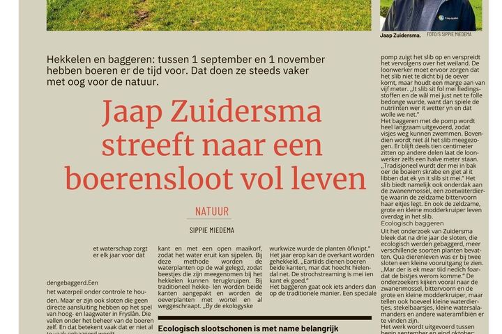 Jaap Zuidersma streeft naar een boerensloot vol leven